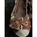 Burberry  Brown Leather Canvas Nova Check Three Buckle Ballet Flats Shoes 9.5 Photo 2
