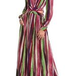 Diane Von Furstenberg  DVF Women’s Jenifer Long Sleeve Cutout Striped Maxi Dress Photo 0
