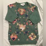 Petite Sophisticate Vintage Crew Neck Sweater with Floral Design Photo 1