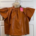 THML  Alani pleather top in camel Medium NWT Photo 2