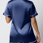 Amazon  Navy Silk Pajama Set Photo 2