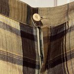Free People  Shorts Women’s 8 Brown Tan Isla Plaid Button Waist 100% Cotton Photo 3