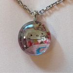 Sanrio Vintage Y2K Hello Kitty Pink Clear Glass/Resin Cabochon Silver-Tone Necklace Photo 0