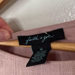 Faith of Zoe Blush Rose Embroidered Linen Blend Blouse Size M Pink Size M Photo 4