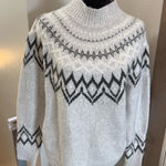 Max Studio Mock Neck Fair Isle Sweater Grey Black White Winter Holiday Knit Soft Photo 0
