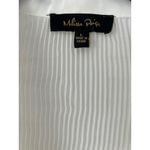 Melissa Paige  Pleated Tie Neck Blouse Shirt Ivory Long Sleeve Size L Fairy Photo 2