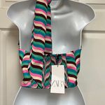 ZARA Satin Stripe Effect Cropped Halter Top Photo 4