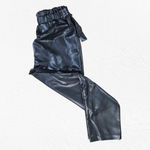 Avec Les Filles  Black Faux Leather Belted High Rise Straight Pants Size Medium Photo 11