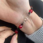 LOVER Letter Beaded Bracelet Red & Matte Black Beads Photo 5