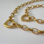 18K Gold Plated Heart chunky Necklace Set Stainless Steel womens Jewelry Photo 4