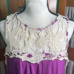 Entro  Asymmetrical Cream and Purple Embellished Blouse Photo 1