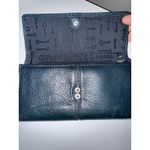 Fossil  Blue Leather Womens‎ Keyhole Wallet Trifold 12 credit card pockets Lock Photo 3