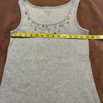 Eddie Bauer  Grey Ribbed Scoop Neck Tank Top Rhinestone Neckline Size M Photo 6
