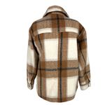 Avec Les Filles Plaid Shacket Jacket Button-Up Brown Cream Size Small Photo 5
