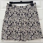 Boden Wool Blend Mini Skirt Women's 10R Gray Cream Floral Pleated Front Lined Size 10 Photo 0