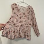 Maurice's 1 Plus Size Pink Floral Smock Waist Blouse Boho Long Sleeve Peasant Top Photo 8