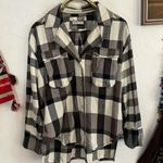 Free People NWOT IZZY CARGO SHIRT XS BLACK CREAM GRAY SNAP BUTTONS FLANNEL Photo 0