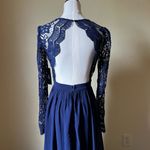 Lulus Awaken My Love Navy Blue Long Sleeve Lace Maxi Dress NEW Women's XS Photo 4