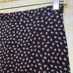 Vintage Parisian black red pink Floral Black Skirt peasant tiered midi lined sm Photo 2