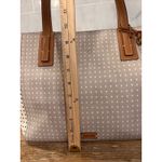 Fossil  Emma Tote Beige White Heart Print Leather Trim Key Charm Laptop Bag Purse Photo 12