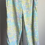Courtenay‎ Stretch Floral Print Pants Blue Green Size 10 Cotton Blend Photo 0
