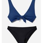 Everlane Tie-Front Bikini Top and Low Rise Bottom SET in Blue Black S NWT Photo 0