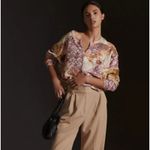 Anthropologie Pilcro Purple Floral Patchwork Notched V Neck Pullover Sweater M Size M Photo 3