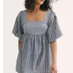 Free People Blue Striped Chambray Women's Gigi Tunic Size S Small Photo 0