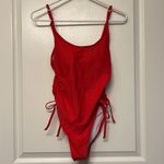 Ruched High Cut Tummy Control Red Swimsuit Red Size Medium NWT #6433 Photo 1