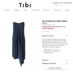 Tibi Strapless Towel Dress Navy Silk Size 2 Chic Effortless Drape Front Photo 2