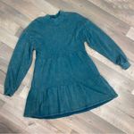 Wild Fable Tiered Mock Neck Sweatshirt Babydoll Dress Teal Small Photo 13