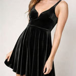 Urban Outfitters UO Kimchi Blue Velvet Skater Dress Black Medium Photo 0