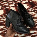 Forever 21 Y2K Gothic Grunge black faux leather lace up ankle boots booties punk biker motorcycle whimsygoth rock Photo 0