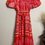 Farm Rio NEW  Dress Open Back Summer Sunrise Printed Midi Dress Red Size XL Photo 0