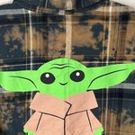 Star Wars Upscaled Flannel Shirt Bleached Dye Baby Yoda On Back Photo 7