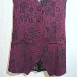 Steampunk Vampire Floral Burgundy Vest Button Front Lace Size L Red Size L Photo 1