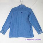 Vintage Luna Pier *stained" long sleeve jean shirt Independence Day, size M Blue Size M Photo 9