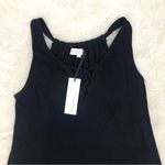 Michael Stars  Black Ribbed Midi Tank Dress Sleeveless Reversible Size Medium New Photo 3
