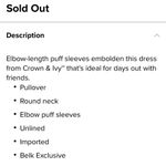 Crown & Ivy  size medium beach clouds pullover dress blue puff sleeves vacation Photo 7