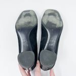 Tory Burch Frannie Reva Pumps 8.5 Black Suede Croc Trim Silver Logo Block Heels Photo 7