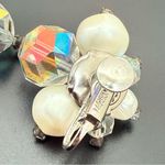 Vintage LAGUNA AB Crystals Aurora Borealis Faux Pearl Cluster Beads Earrings 14g White Photo 13