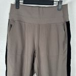 Athleta Venice Velvet Stripe Jogger Pants Womens Medium Athletic Brown Stretch Photo 1