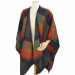 Reversible Rainbow Ruana Fall/Winter Mixed Plaid Cape Poncho Cape OS Orange Size undefined Photo 1
