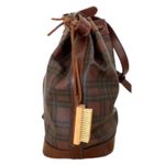 Ralph Lauren Tartan Plaid Large Leather Drawstring Bucket Shoulder Bag VINTAGE Photo 1