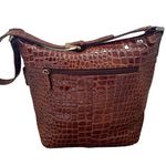 Lord & Taylor Crocodile Embossed Brown Leather Alligator Handbag Photo 1