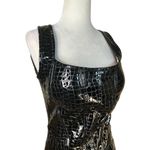 PRISCAVera Leather Corset Dress in Midnight Croc Small New Womens Mini Black Photo 9