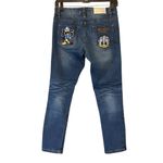 Tales Distressed Donald Duck Embroidered Character Skinny Ankle Jeans, Sz 28 Blue Photo 1