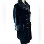 Vintage Borgazia Black Double Breasted Long Faux Fur Coat size 16 Photo 3