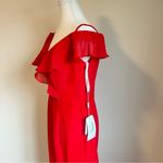 JJ's House Red Off the Shoulder Sheath/Column Maxi Chiffon Bridesmaid Dress NEW Photo 4