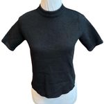 ZARA  Knit Faux Fur Trim Short Sleeve Sweater Black Size Small Photo 0